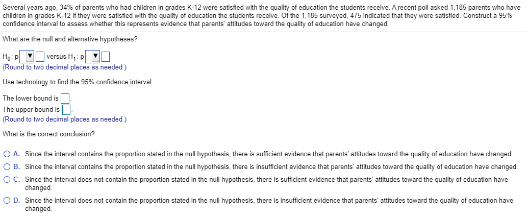 Solved Several years ago, 34% of parents who had children in | Chegg.com