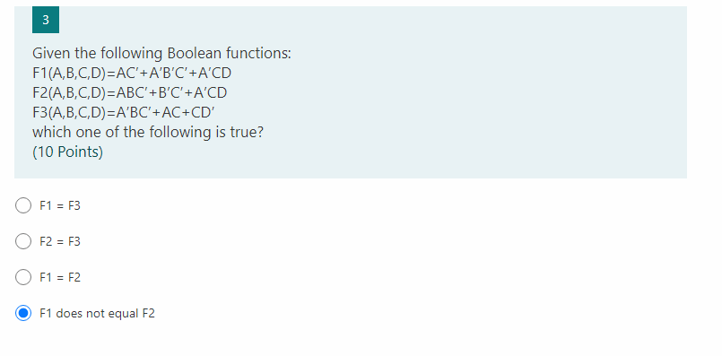 Solved 3 3 Given The Following Boolean Functions: | Chegg.com