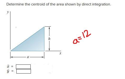 Solved Determine the centroid of the area shown by direct | Chegg.com