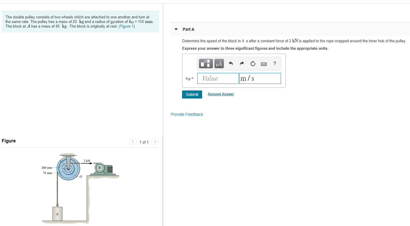 Solved The double pulley consists of two wheels which are | Chegg.com