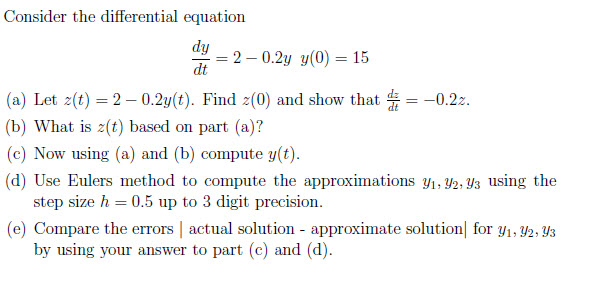Solved Consider the differential equation dy dt 2 0.2y | Chegg.com