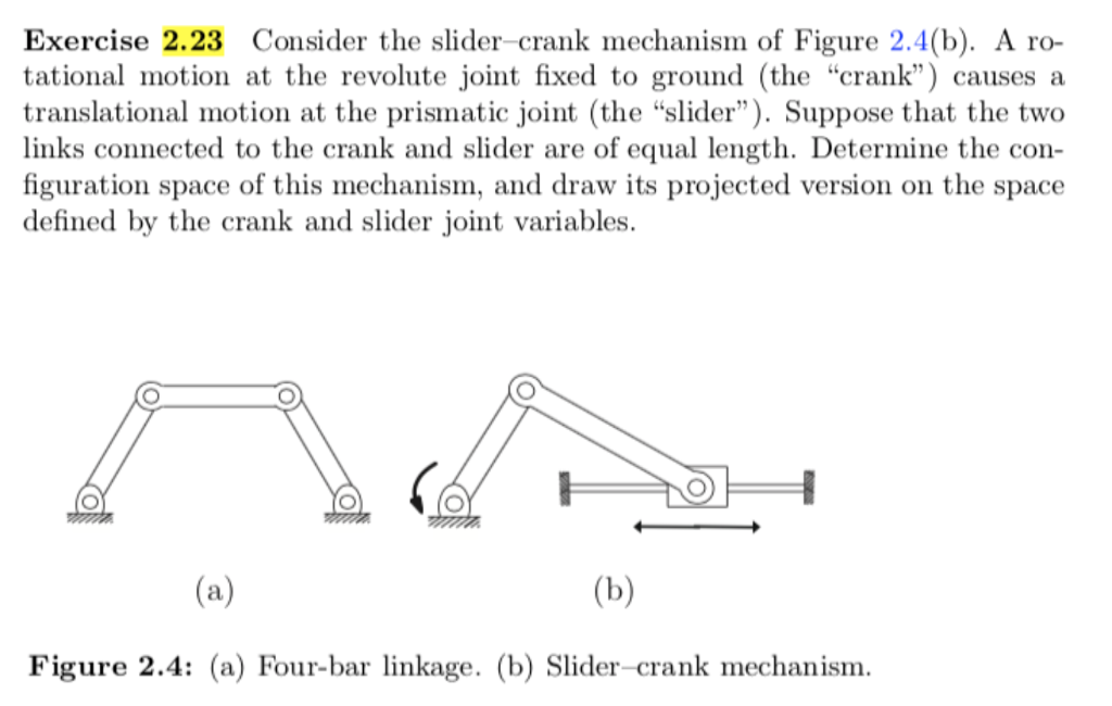 Solved Exercise 2.23 Consider the slider crank mechanism of