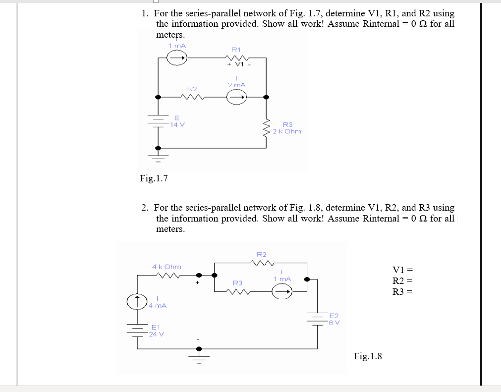 Solved 1. For the series-parallel network of Fig. 1.7, | Chegg.com