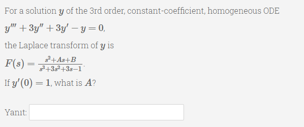 Solved For a solution y of the 3rd order, | Chegg.com