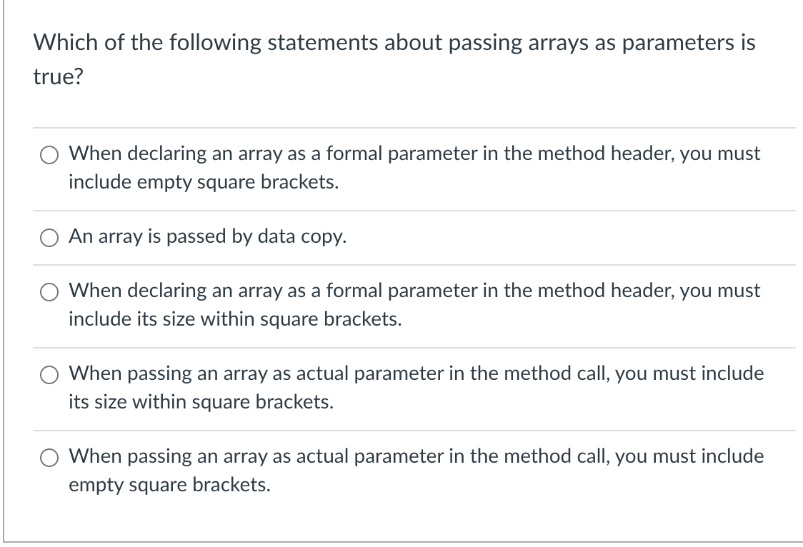 Solved Which of the following statements about passing | Chegg.com