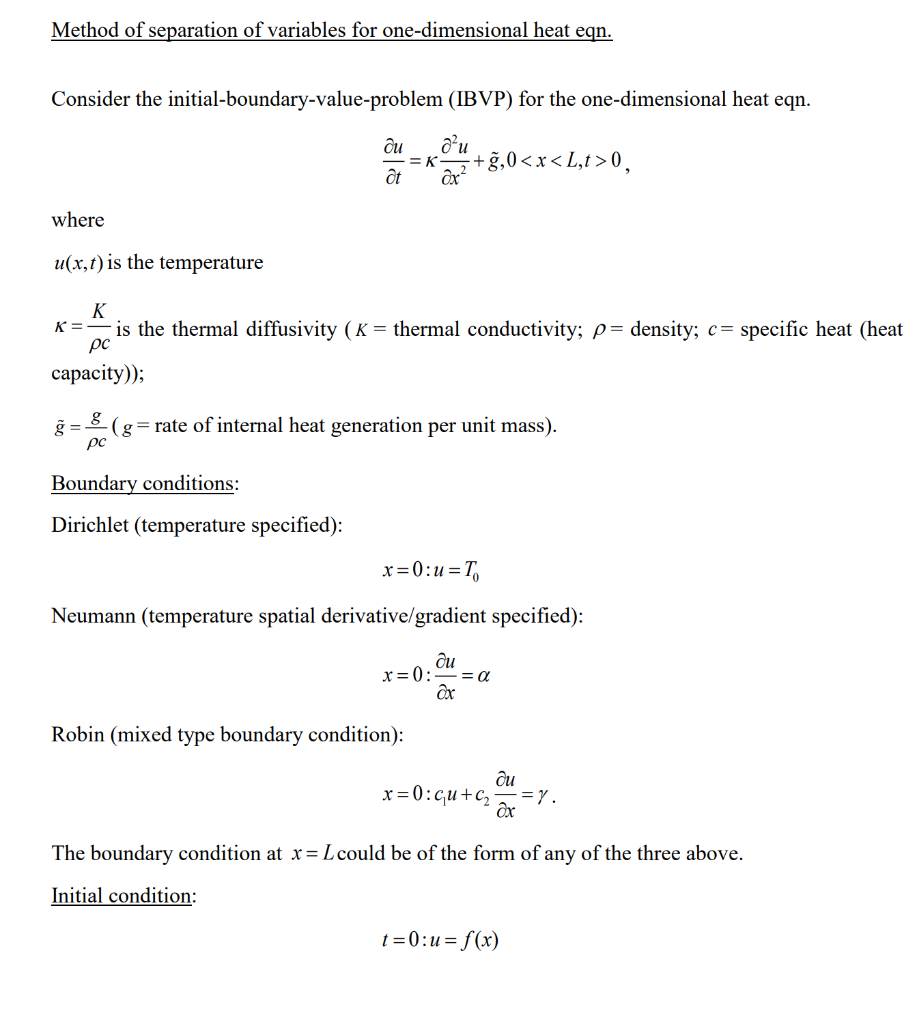 Solved Method Of Separation Of Variables For One Dimensio Chegg Com