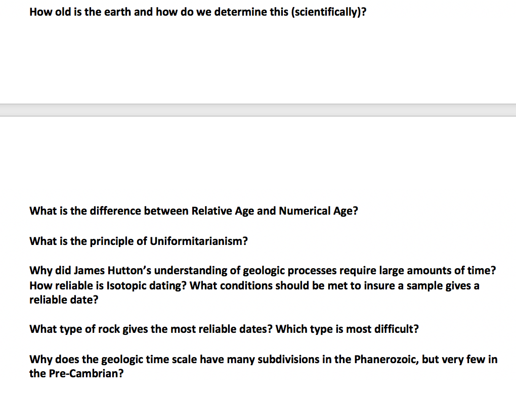 Solved How old is the earth and how do we determine this | Chegg.com