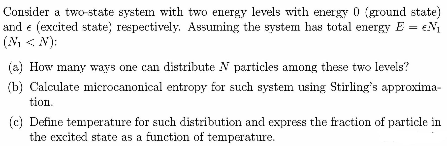 Solved Consider a two-state system with two energy levels | Chegg.com