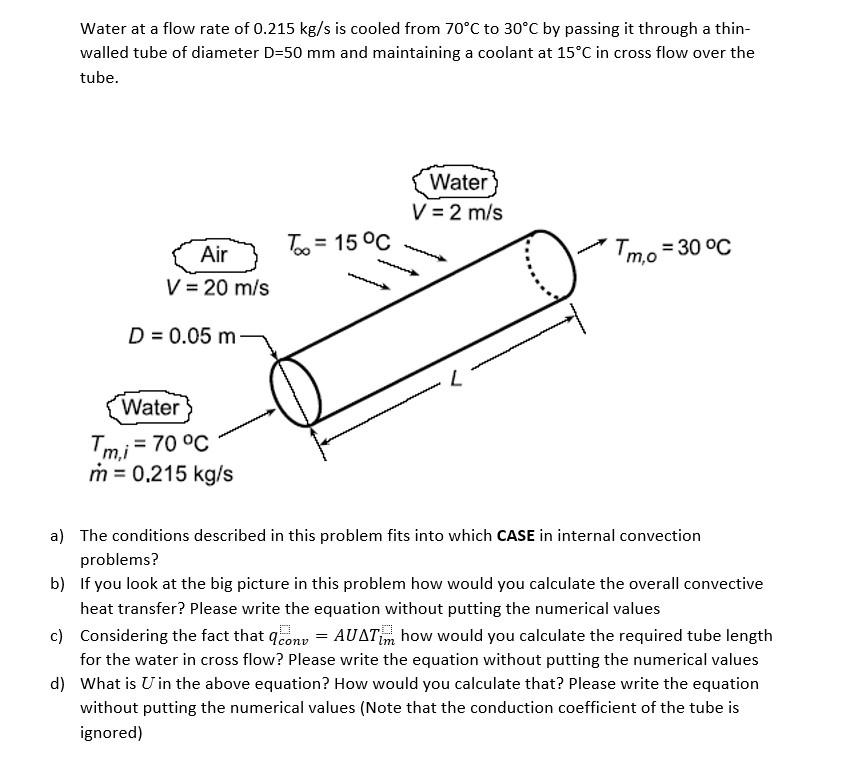 Solved Water at a flow rate of 0.215 kg/s is cooled from