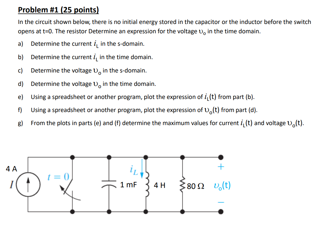 Solved Problem #1 (25 points) In the circuit shown below, | Chegg.com