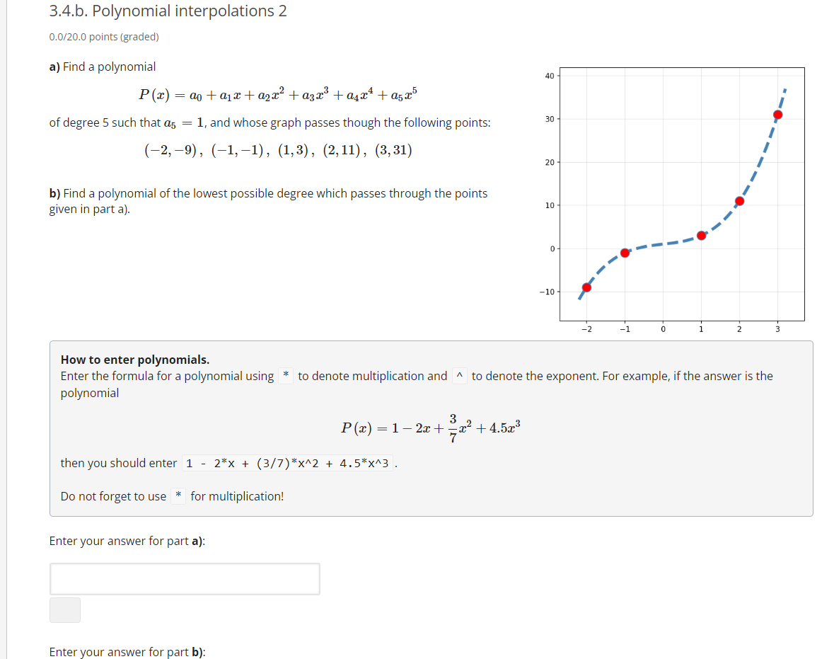 Solved 3.4.b. Polynomial Interpolations 2 0.0/20.0 Points | Chegg.com