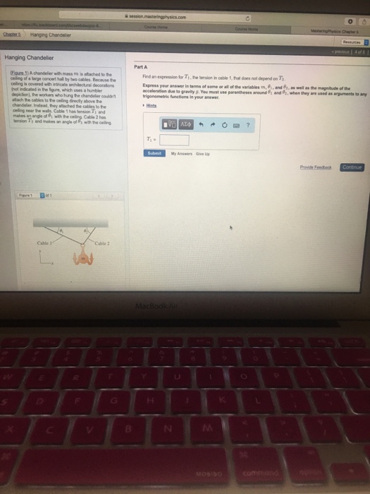 Solved Hanging Chandelier Eigure 1) A chandelier with mass | Chegg.com