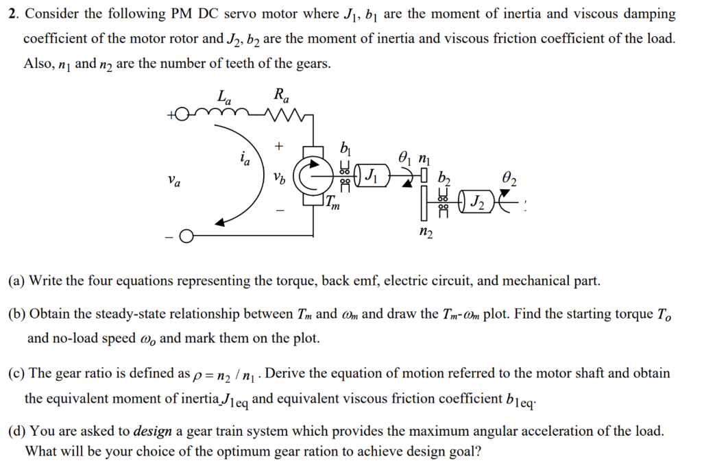 2. Consider the following PM DC servo motor where Jį,