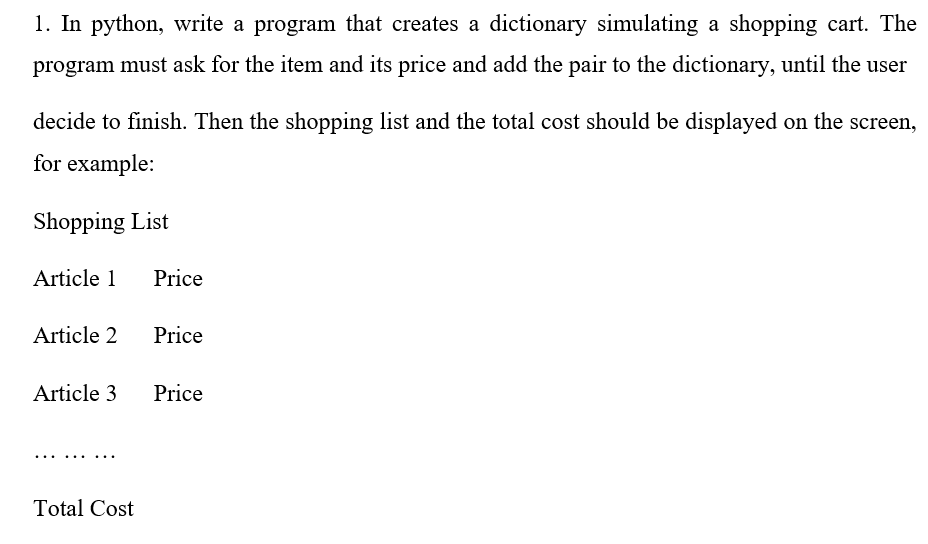Solved 1. In python, write a program that creates a | Chegg.com