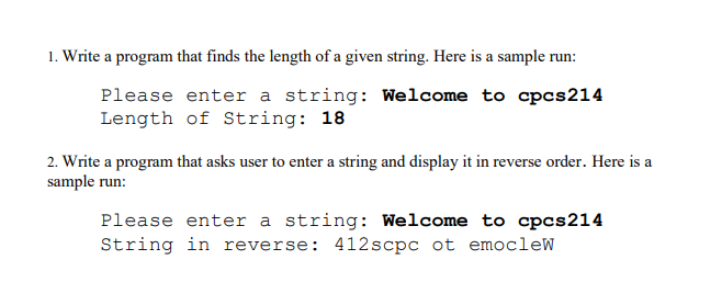 Solved 1. Write a program that finds the length of a given | Chegg.com