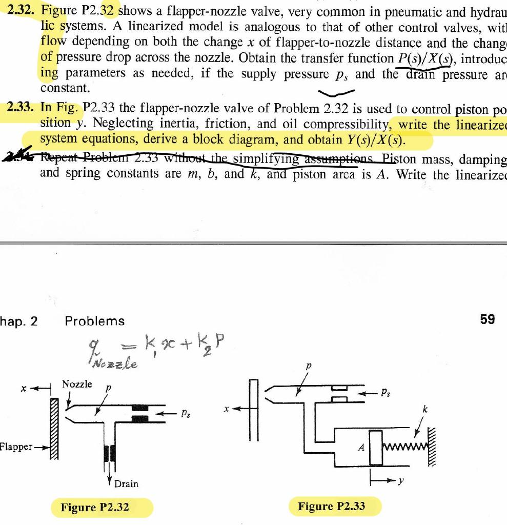 2.32. Figure P2.32 shows a flappernozzle valve, very