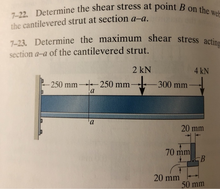 Solved 7-22. Determine the shear stress at point B the | Chegg.com