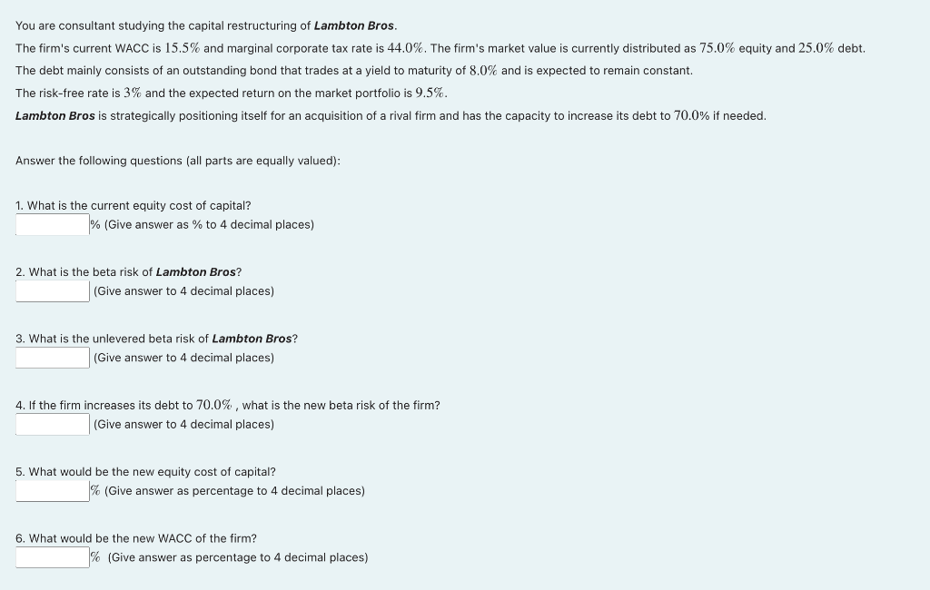 Solved You Are Consultant Studying The Capital Restructuring | Chegg.com