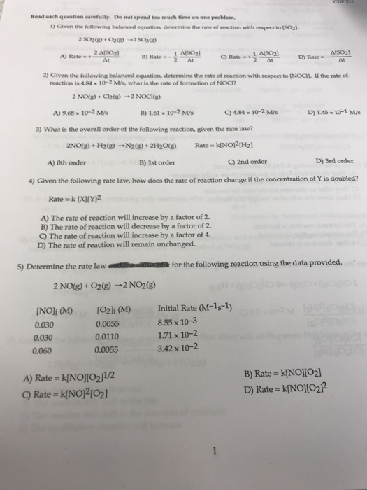 Solved Read each question carefully. De not spend too much | Chegg.com