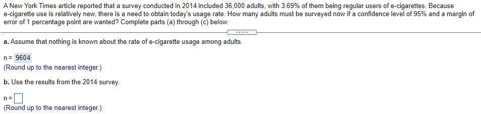 Solved A New York Times article reported that a survey | Chegg.com