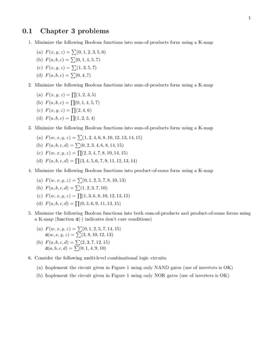 Solved 1 Chapter 3 problems 1. Minimize the following | Chegg.com