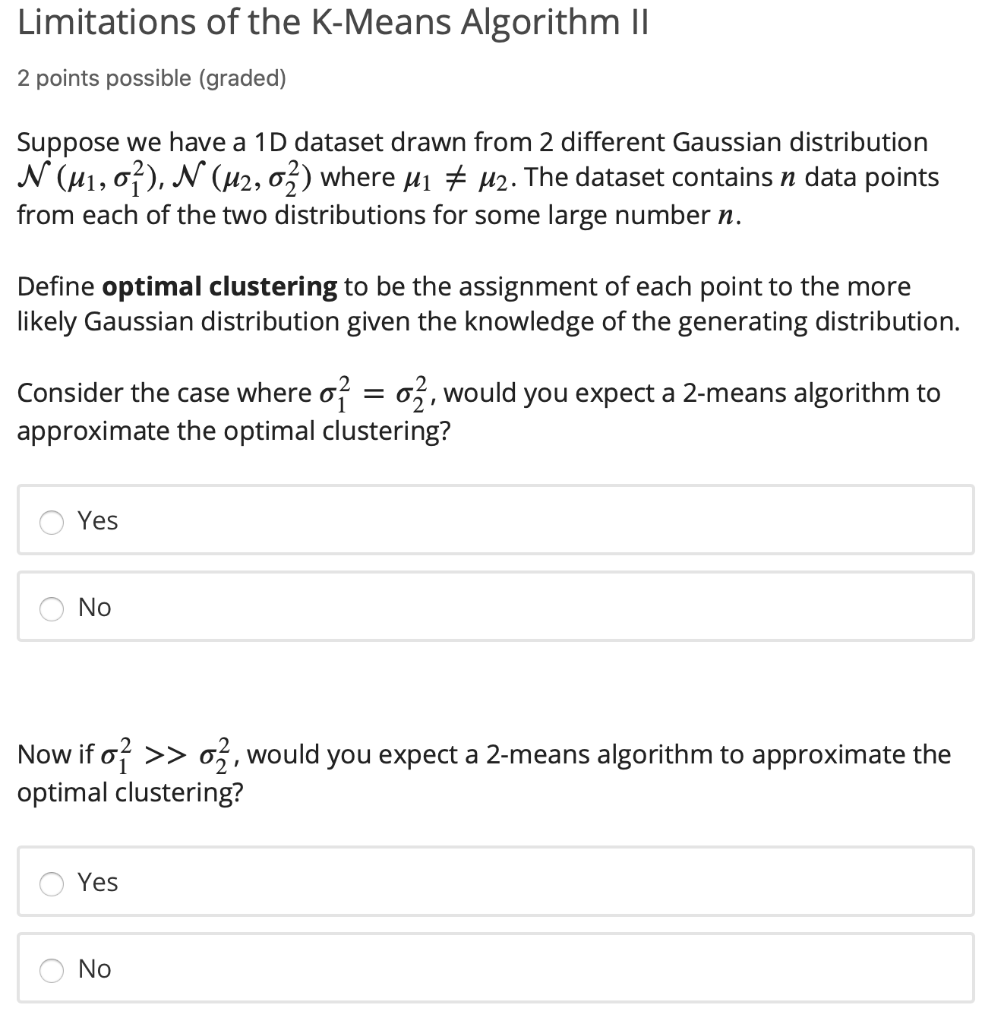 Solved Limitations Of The K Means Algorithm 2 Points 3102