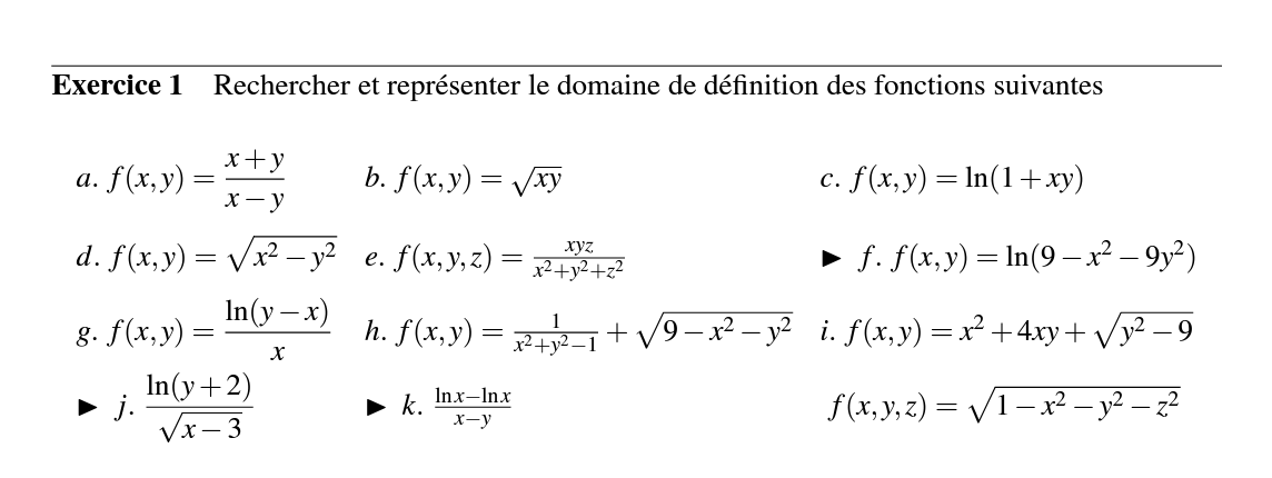 Solved Exercice 1 Rechercher et représenter le domaine de | Chegg.com