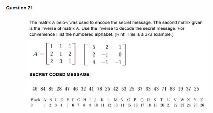 how to encode a message with a matrix