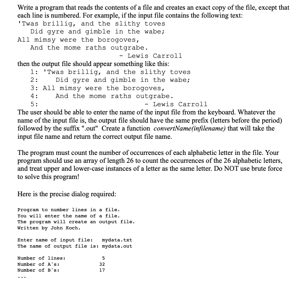 Solved Write a program that reads the contents of a file and | Chegg.com