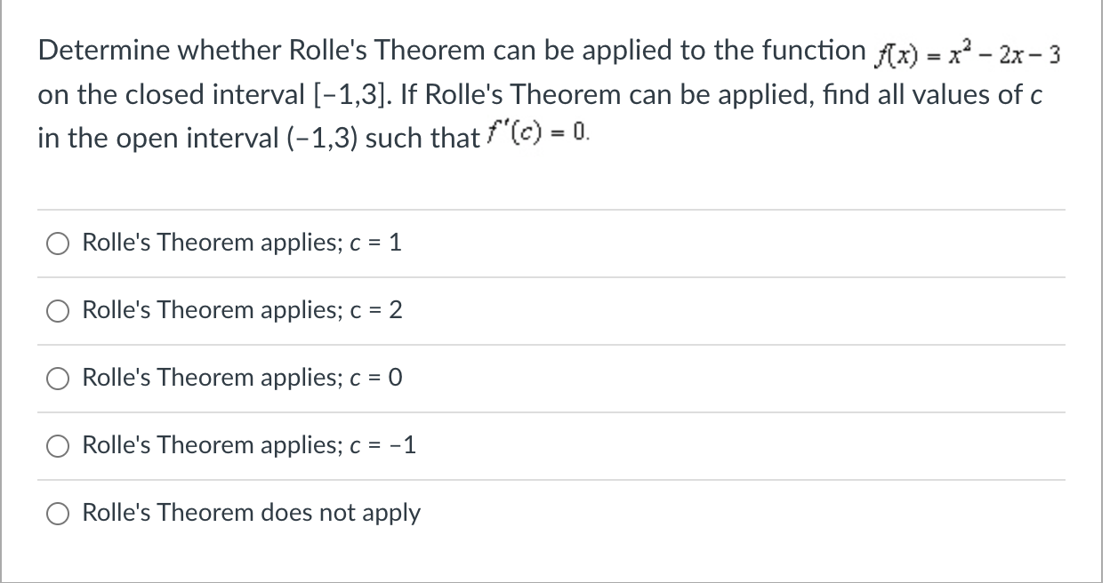 Solved = Determine Whether Rolle's Theorem Can Be Applied To | Chegg.com