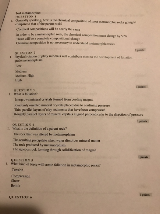 Solved Test metamorphic: QUESTION I Gencraly speaking, how | Chegg.com