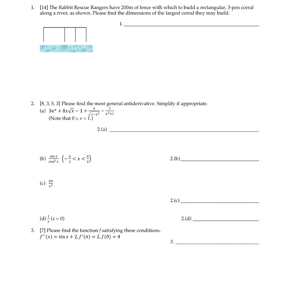 Solved 1. [14] The Rabbit Rescue Rangers have 200m of fence
