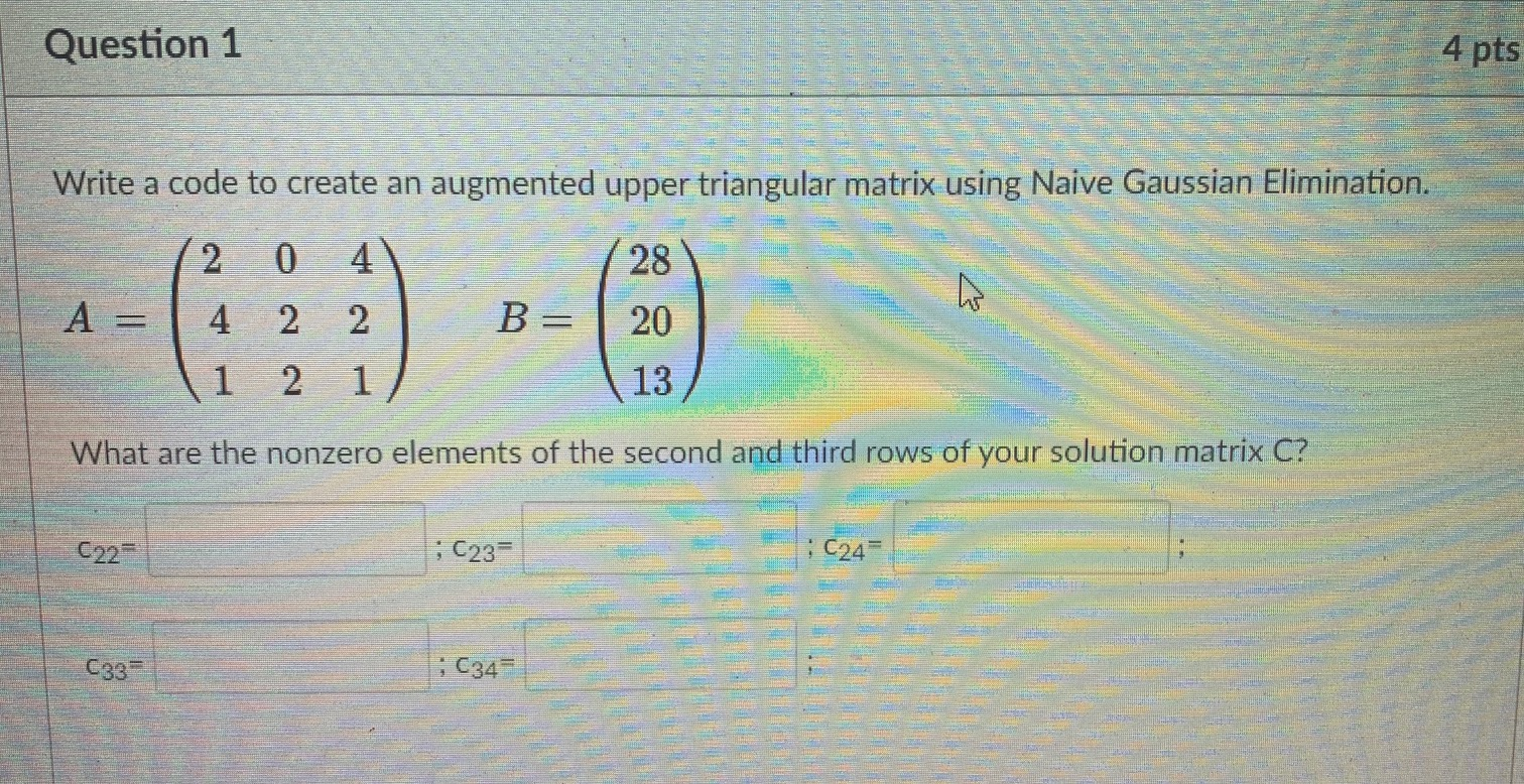 Solved Question 1 4 pts Write a code to create an augmented | Chegg.com