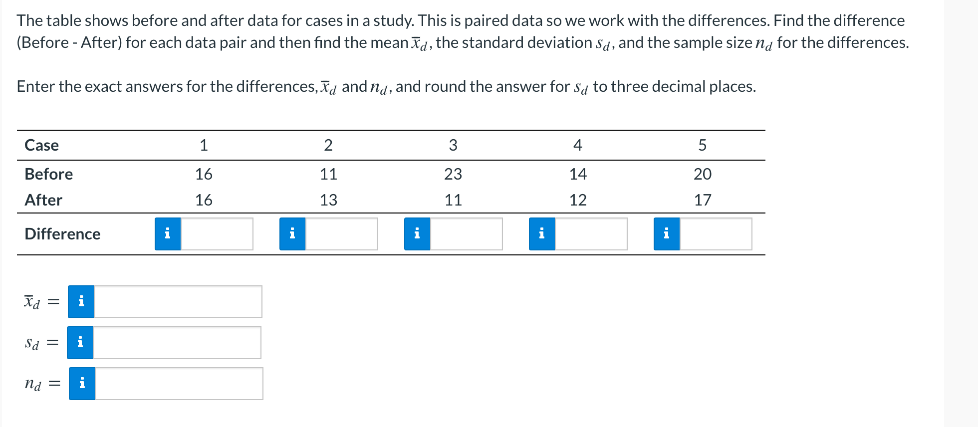 Solved The table shows before and after data for cases in a | Chegg.com