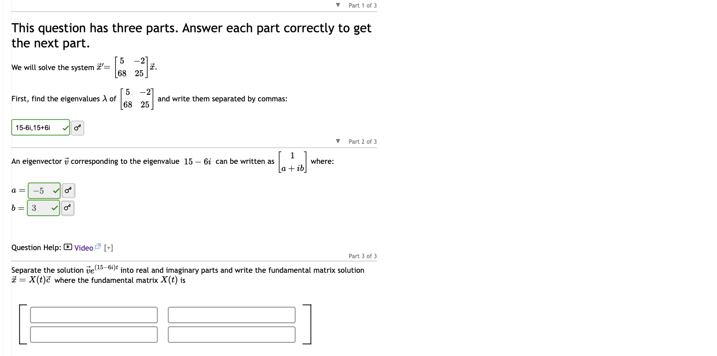 Solved This question has three parts. Answer each part | Chegg.com