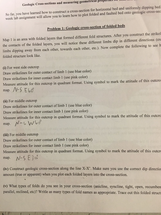 Geologic Cross Sections And Measuring Geometrical Chegg