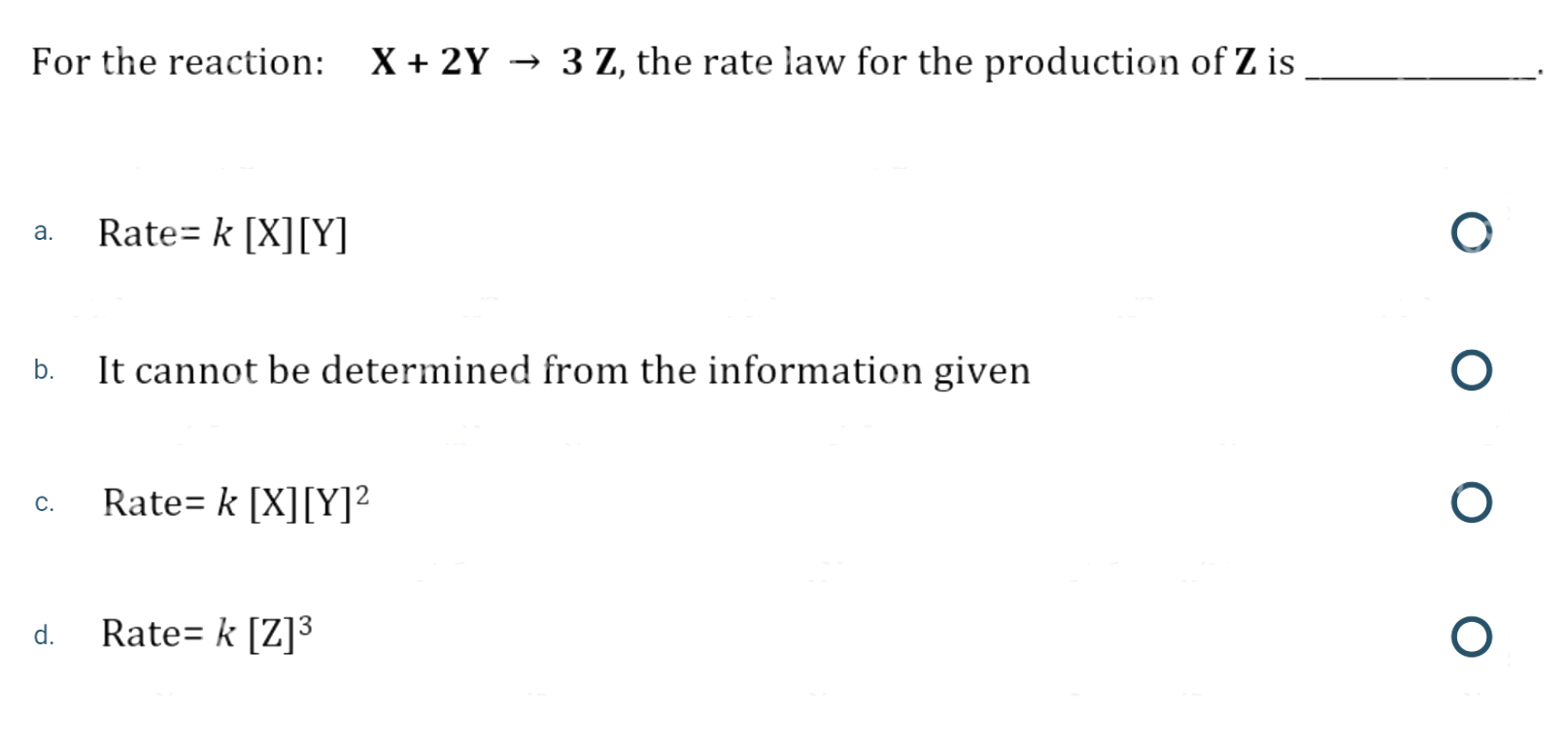 Solved For The Reaction X 2y 3 Z The Rate Law For T Chegg Com