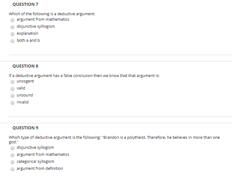 QUESTION 7 Which of the following is a deductive | Chegg.com