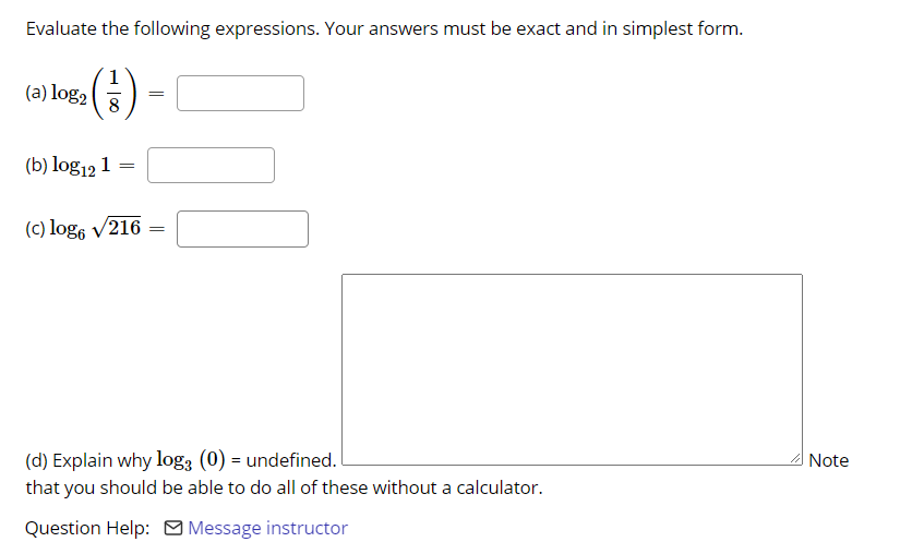 Solved Evaluate the following expressions. (a) log, 44 (b) | Chegg.com