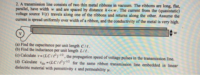 Solved transmission line consists of two thin metal ribbons | Chegg.com