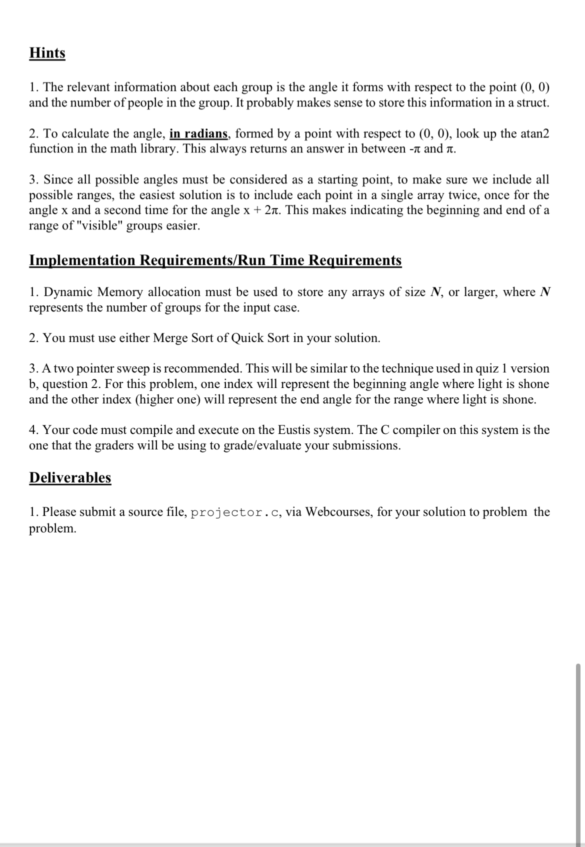 Computer Science I Program 4 Projector Problems