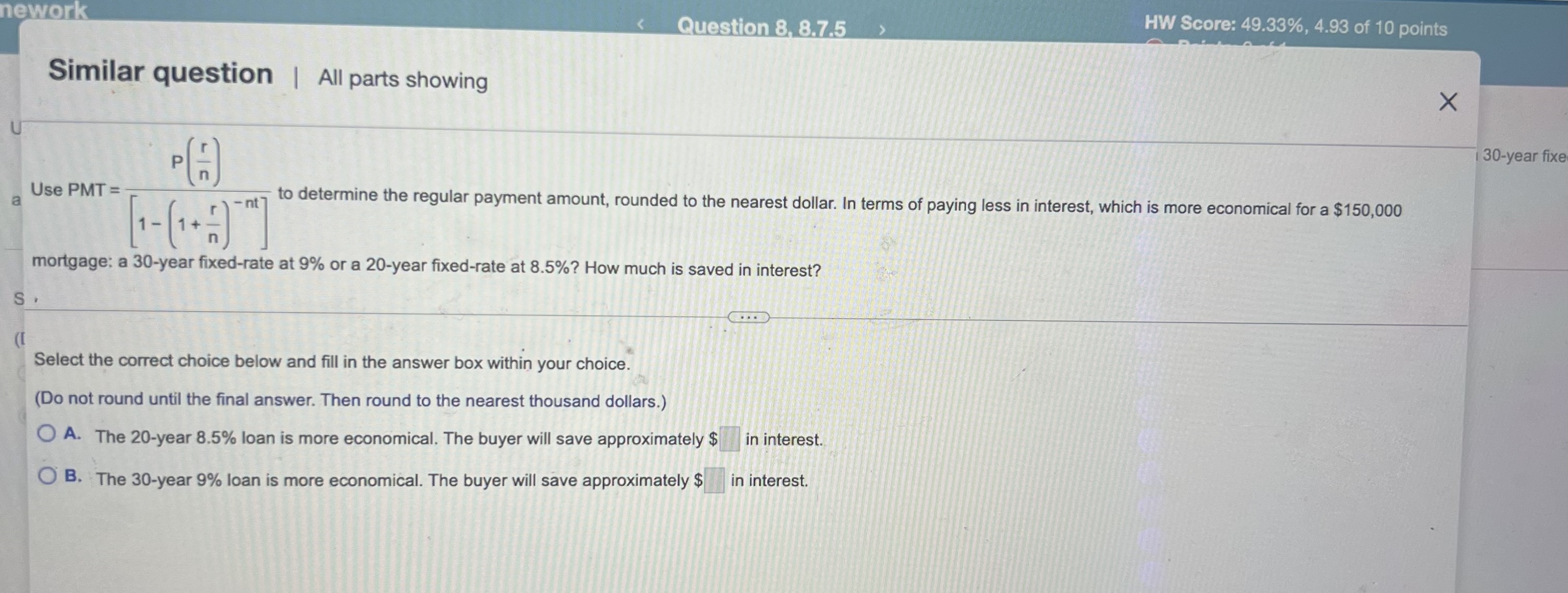 Solved Use PMT =[1−(1+nr)−nt]P(nr) to determine the regular | Chegg.com