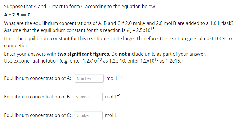 Solved Suppose That A And B React To Form C According To The | Chegg.com