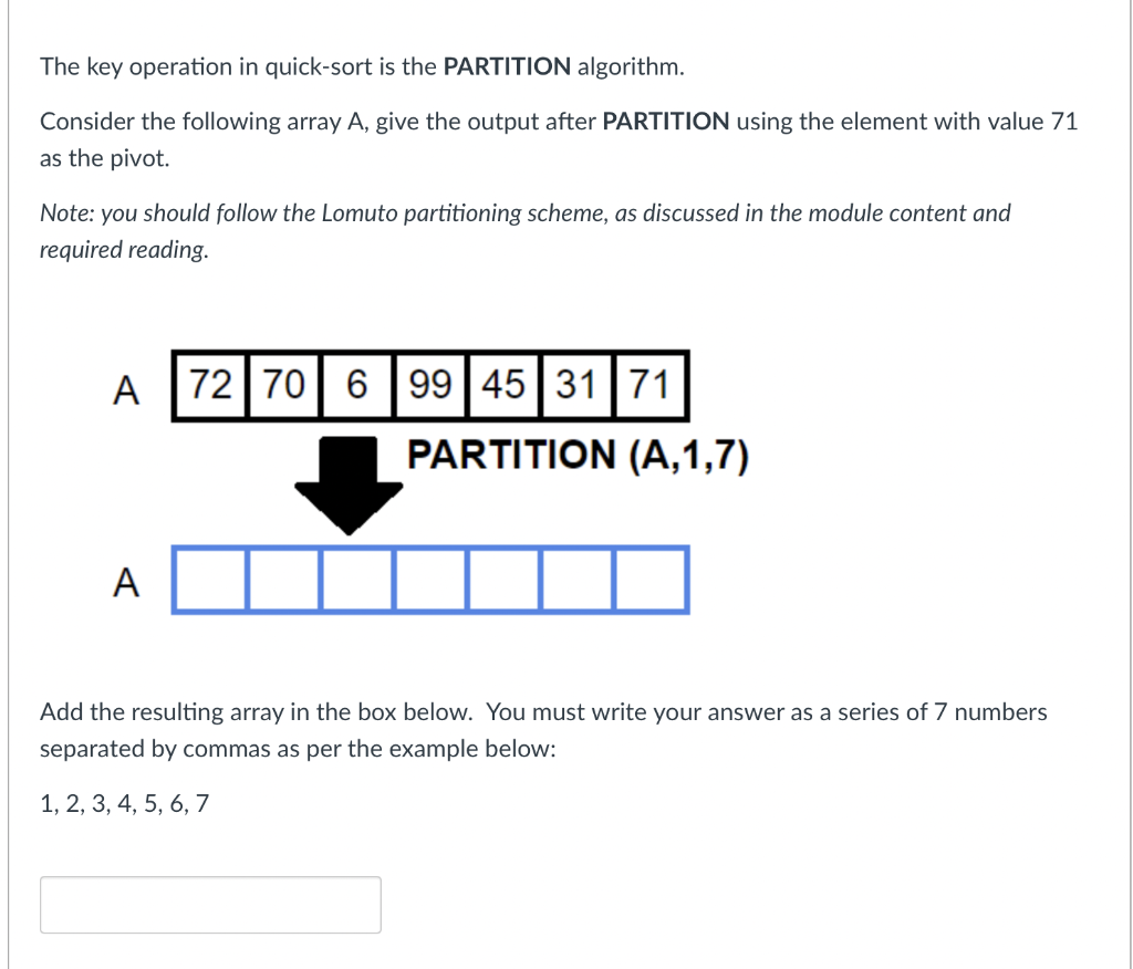 Solved The key operation in quick-sort is the PARTITION | Chegg.com