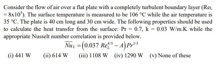 Solved Consider the flow of air over a flat plate with a | Chegg.com