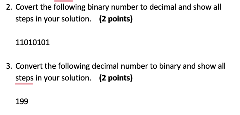 Solved Covert The Following Binary Number To Decimal And 