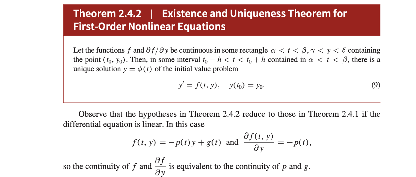 Solved Theorem 2 4 1 Existence And Uniqueness Theorem F Chegg Com