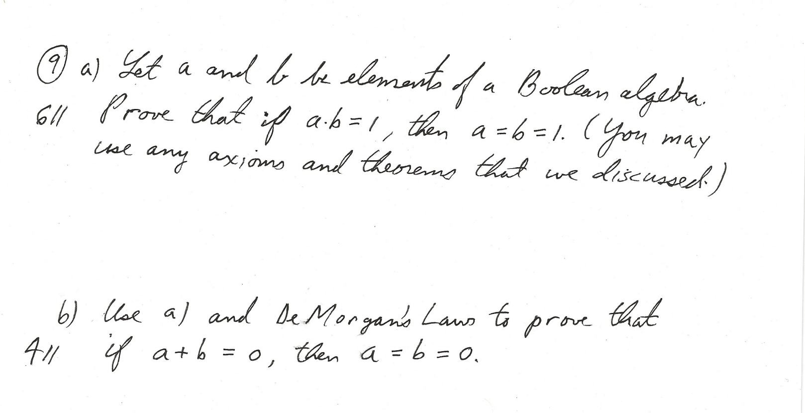 Solved 9 a) Let a and be be elements of a Boolean algebra | Chegg.com