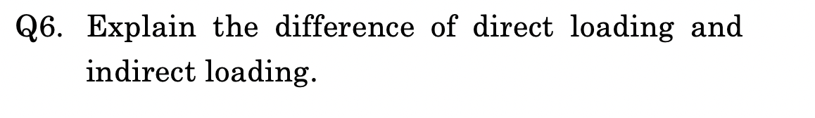 Solved Q6. Explain the difference of direct loading and | Chegg.com