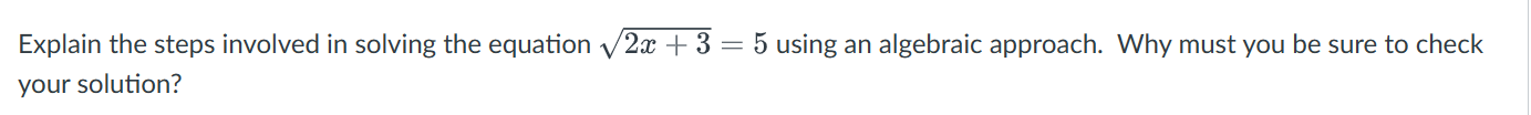 Solved Explain the steps involved in solving the equation | Chegg.com
